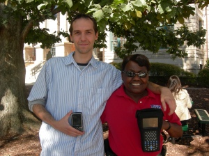 John from StreetSmart Technology and Alma, a City of Decatur Parking Assistance Liaison